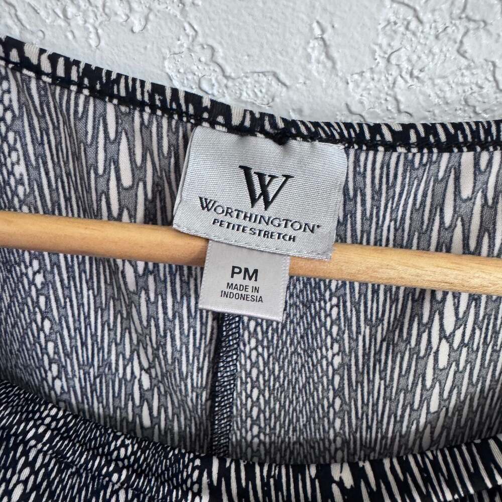 Worthington Petite Stretch Sleeveless Cowl Neck Top Black White Size PM OFFICE S - Picture 2 of 6